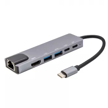 E+P USB-C Multiport Adapter 6-in-1 MPA6 Black/Silver