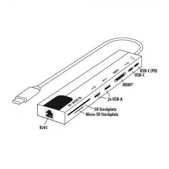 Adaptor multiport USB-C E+P 8 în 1 MPA8 negru/argintiu