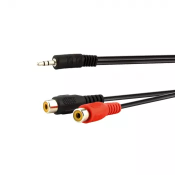 Cablu adaptor audio E+P jack 3,5mm la 2 RCA mamă 0,2m negru 463450