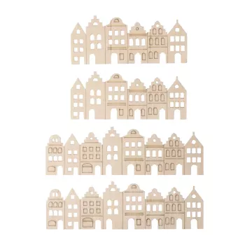 Rayher Decorative Craft Blanks Natural Veneer Wood Nordic Houses, 4 Pieces (46809505)