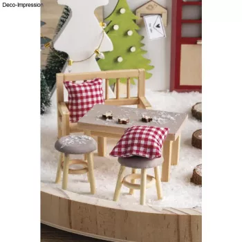 Rayher Mini Gnome Table with 2 Stools, Natural Wood, 3-Piece Set 46819505
