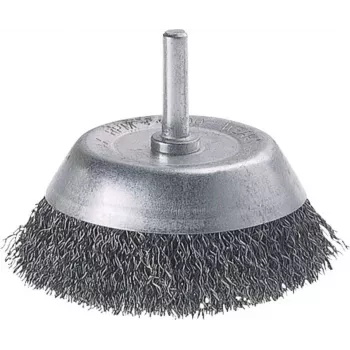 Perie tip cupă Wolfcraft cu coadă de 1/4 inch (6,3 mm), sârmă de oțel nodată 50 mm, 12500 rot/min, model 2108000