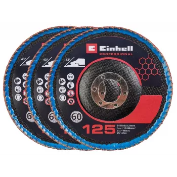 Accesorii polizor unghiular Einhell 3x 125 mm discuri de șlefuit cu lamele curbate P60 corindon zirconiu 4440020