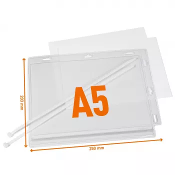Buzunare pentru afișe A5 impermeabile DURABLE cu cleme de cablu, set de 5 (505919)