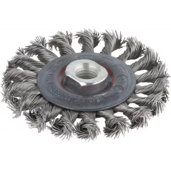 Wolfcraft 2701000 Wheel Brush Ø 100 mm Stainless Steel Wire, 1/4 inch (6.3 mm) Shank