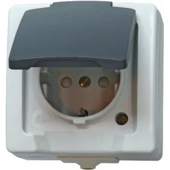 Priză Schuko HEINRICH KOPP cu capac rabatabil și protecție sporită la atingere, 16 A, 250 V, îngropată, alb alpin (107856005)