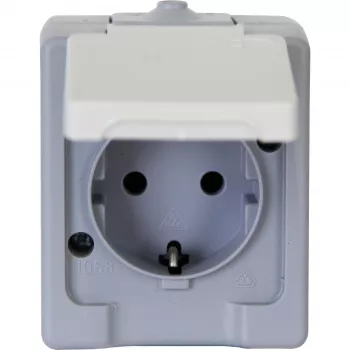 Priză Schuko de suprafață HEINRICH KOPP, 16 A, 250 V, IP44, gri/alb, 100648007