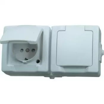 Priză Schuko HEINRICH KOPP cu capac rabatabil, de suprafață, IP44, gri, 137002003