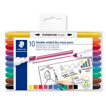 Carioci cu vârf fibră STAEDTLER 3010 TB10, 10 culori asortate, vârf rotund 1,0 mm, cerneală pe bază de apă