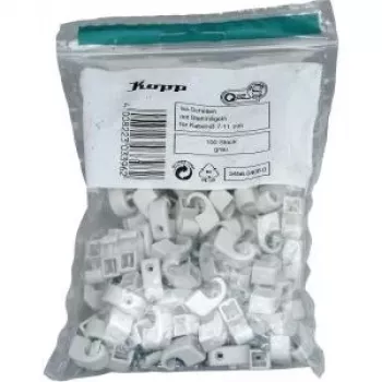 Kopp Cable Clamp with Nail, Bundle Diameter 7-11 mm, Grey, 100 Pieces 345604080