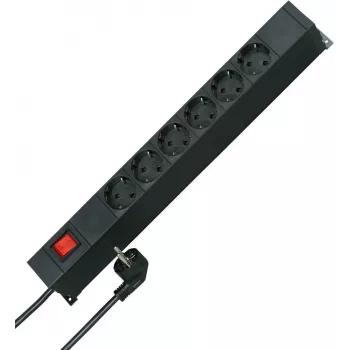 Prelungitor de rack HEINRICH KOPP 19 inch, 12 prize Schuko (2x6), cablu 2 m, negru 931305010