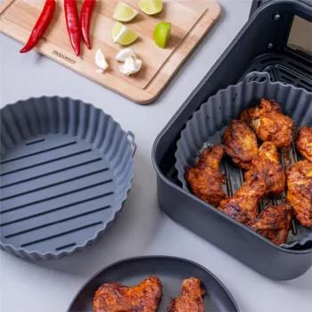 Căptușeală din silicon pentru friteuză cu aer cald Fackelmann 22,5 cm gri 45103