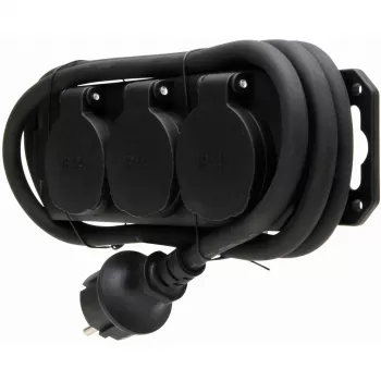 HEINRICH KOPP 223003044 3-Way Power Strip with Child Protection, Black, 1.4 m Cable