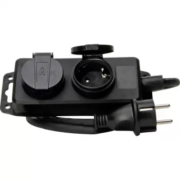 Prelungitor Schuko HEINRICH KOPP cu 2 prize, fără întrerupător, negru, 1,5 m 223002043