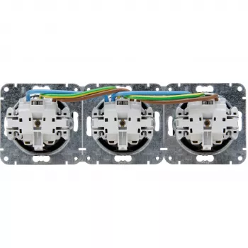 Priză Schuko triplă HEINRICH KOPP HK07 KombiQuick, antracit, montaj îngropat, 16 A, 250 V, cu protecție pentru copii, fără halogen 133415001