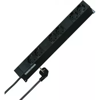 HEINRICH KOPP 19 inch Rack Power Strip 6-Way Schuko Black 2m Cable 931615016