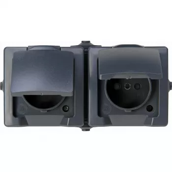 Priză cu contact de protecție central Heinrich Kopp NAUTIC, 2 module, orizontală, protecție sporită la atingere, IP44, antracit (137115006)