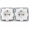 Priză Schuko îngropată orizontală HEINRICH KOPP HK07 KombiQuick, 2 module, alb pur, 133729001