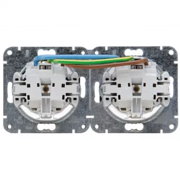 Priză Schuko îngropată orizontală HEINRICH KOPP HK07 KombiQuick, 2 module, alb pur, 133729001