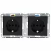 Priză îngropată HEINRICH KOPP HK07 KombiQuick, 2 module, Schuko, orizontală, protecție pentru copii, antracit, 133815003