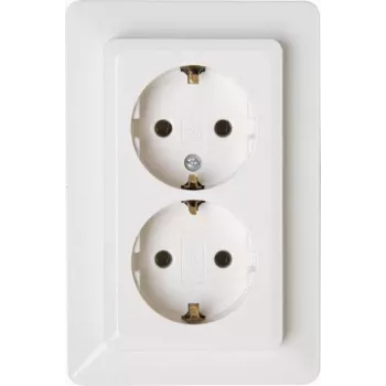 Priză Schuko Heinrich Kopp, 2 module, 16 A, alb arctic, Objekt 2002, 917213007