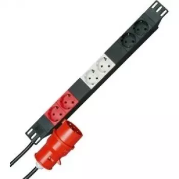 Prelungitor cu 6 prize Schuko pentru rack HEINRICH KOPP 19 inch cu întrerupător, 1U, negru 930105013