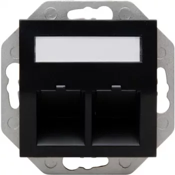 Placă de perete Keystone HK07 HEINRICH KOPP cu capac, IP44, 2 porturi, negru 953850004