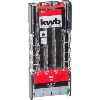 Set de burghie spirală pentru piatră cu carbură kwb 109145, 8 bucăți, 3-10 mm