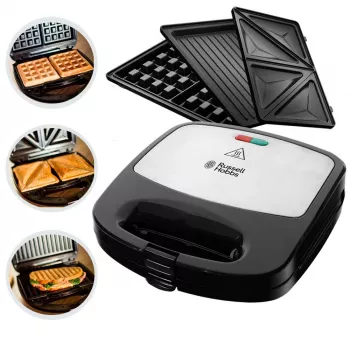 Sandwich maker 3 în 1 Russell Hobbs Creations, negru/oțel inoxidabil