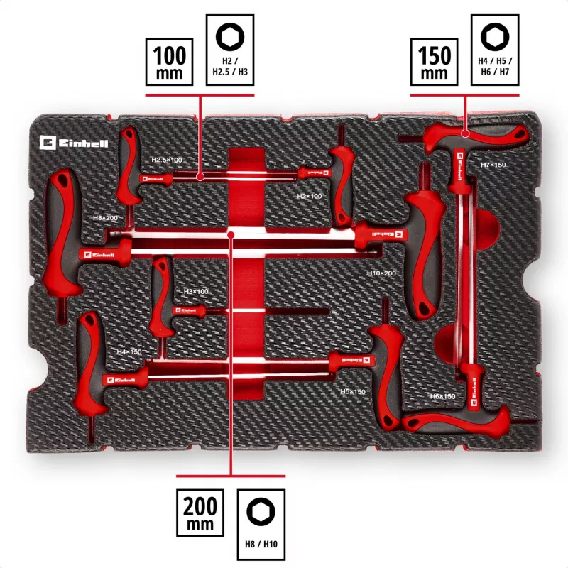 Set de 9 inserții pentru valiză Einhell 370526 pentru E-Case, roșu/negru