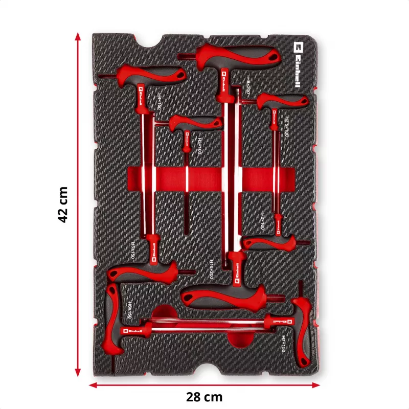 Set de 9 inserții pentru valiză Einhell 370526 pentru E-Case, roșu/negru