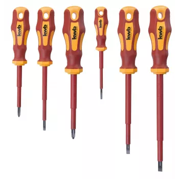 Set de 7 șurubelnițe KWB cu tester de tensiune, oțel crom-vanadiu, vârfuri magnetice, mâner ergonomic din 2 componente 140870