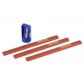 Set de creioane pentru dulgheri KWB 939290 cu ascuțitoare, 4 piese