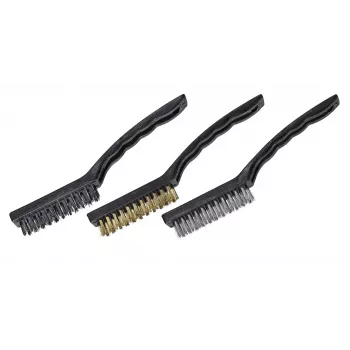 kwb 3-Piece Wire Brush Set – Steel, Brass & Nylon Bristles with Ergonomic Handles (923490)