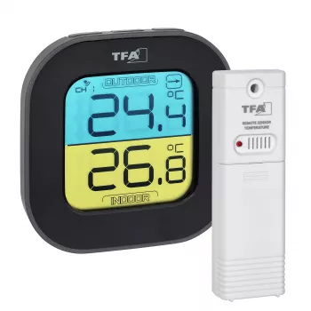 Termo-higrometru digital TFA Dostmann pătrat 1,5V 61x24x61mm negru 30.3068.01