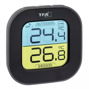 Termo-higrometru digital TFA Dostmann pătrat 1,5V 61x24x61mm negru 30.3068.01