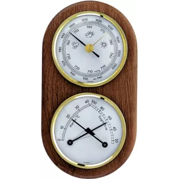 Stație meteo analogică TFA Dostmann 20.1051, stejar, interior și exterior