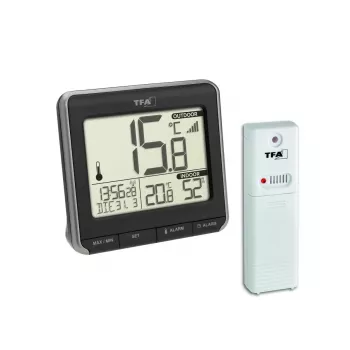 Termometru digital fără fir TFA Dostmann PRIO, negru/alb 30.3069.01