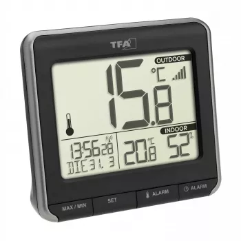 Termometru digital fără fir TFA Dostmann PRIO, negru/alb 30.3069.01