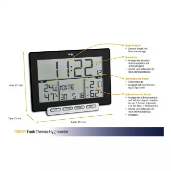 Termo-higrometru fără fir TFA Dostmann 30.3058.01 Trinity