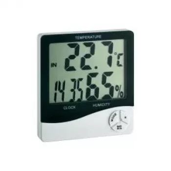 Termo-higrometru cu ceas TFA Dostmann WS 5031, negru/alb 30-5031