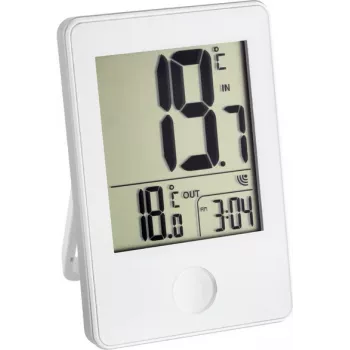 Termometru wireless cu ceas TFA Dostmann, alb (30-3051-02)