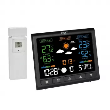 Stație meteo wireless TFA CONTRAST 35.1171.01 cu prognoză pe 12-24 de ore, neagră