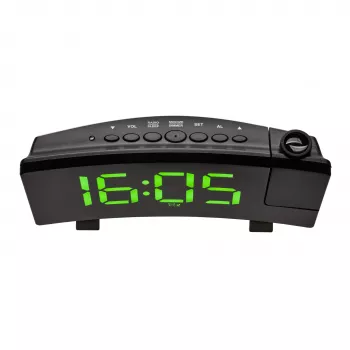 Ceas deșteptător cu proiecție radio-controlat TFA Dostmann cu funcție de încărcare USB - ceas deșteptător digital - dreptunghiular - negru - plastic - oră - LED (60.5015.04)