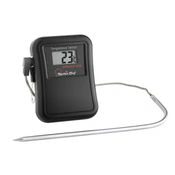 Termometru de grătar TFA Dostmann 14.1504 cu sondă cu cablu, alarmă, timer, monitorizare temperatura la miez pentru gătit la temperatură joasă, porc, vită, vânat, curcan, miel, iepure