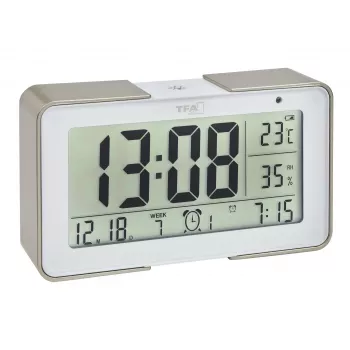 Ceas deșteptător radiocontrolat TFA Dostmann 60.2540.53 auriu/alb