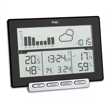 Stație meteo wireless TFA Meteo Sens 35.1139.01 cu prognoză pe 12-24 de ore, faza lunii și senzor exterior