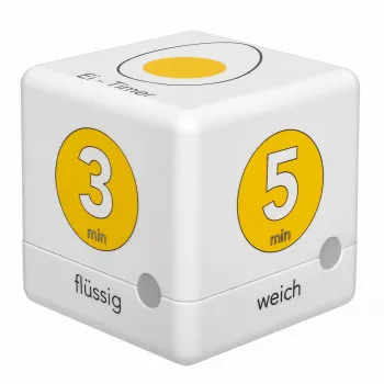 TFA Dostmann Cube Timer temporizator digital pentru ouă, alb/galben (38.2041.07)