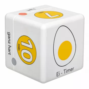 TFA Dostmann Cube Timer temporizator digital pentru ouă, alb/galben (38.2041.07)