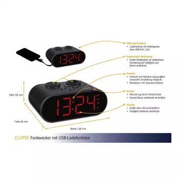 Ceas deșteptător radiocontrolat TFA Dostmann 60.2551.01 negru